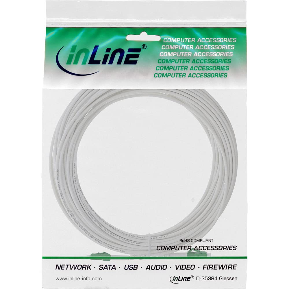 InLine LWL Simplex Kabel, FTTH, LC/APC 8° zu LC/APC 8°, 9/125µm, OS2, Verschiedene Längen, 10m LC/AP