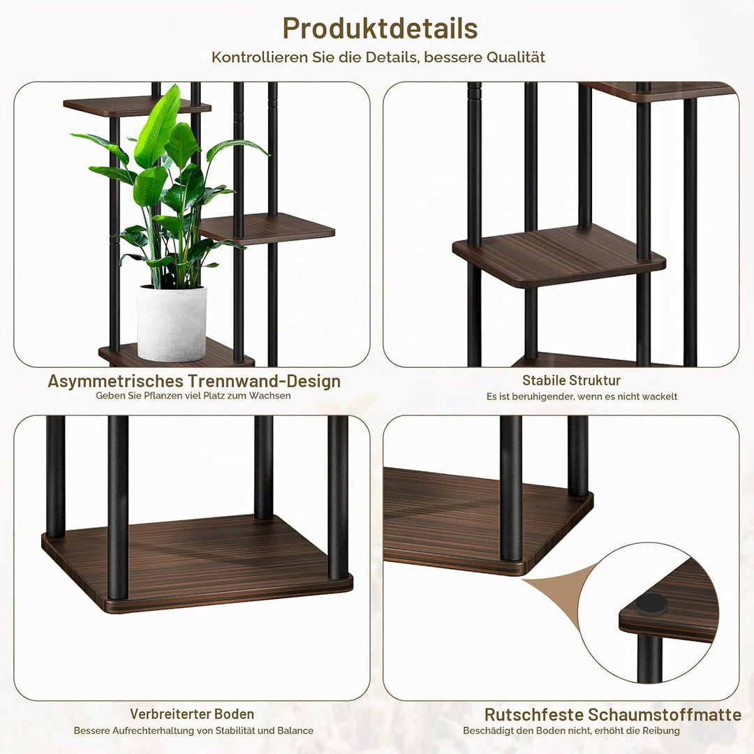 6-Tier Hölzern Blumenregal Pflanzenregal, Mehrstöckig Blumenständer Pflanzenständer Blumenbank Blume
