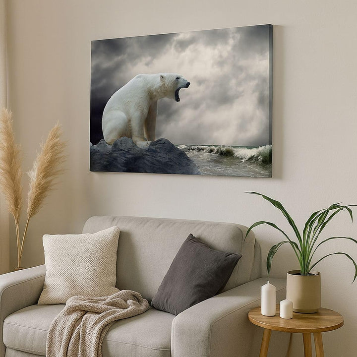 ARTTOR Bilder auf Leinwand 100x70cm Leinwandbild Bär Tiere Wasser Eis Gross Wanddeko Bild Schlafzimm