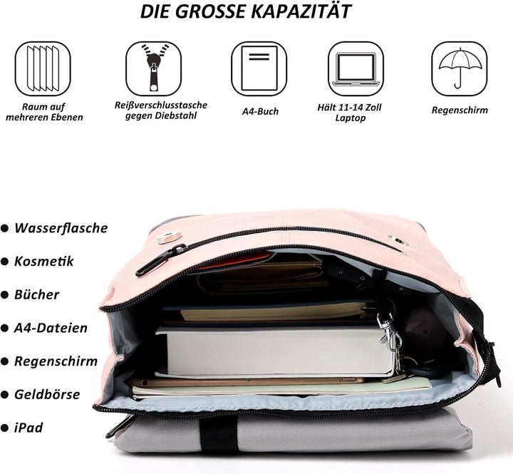 TANTOMI Rucksack Damen Tagesrucksäcke mit Laptopfach & Anti Diebstahl Tasche Reiserucksack Damen Lap