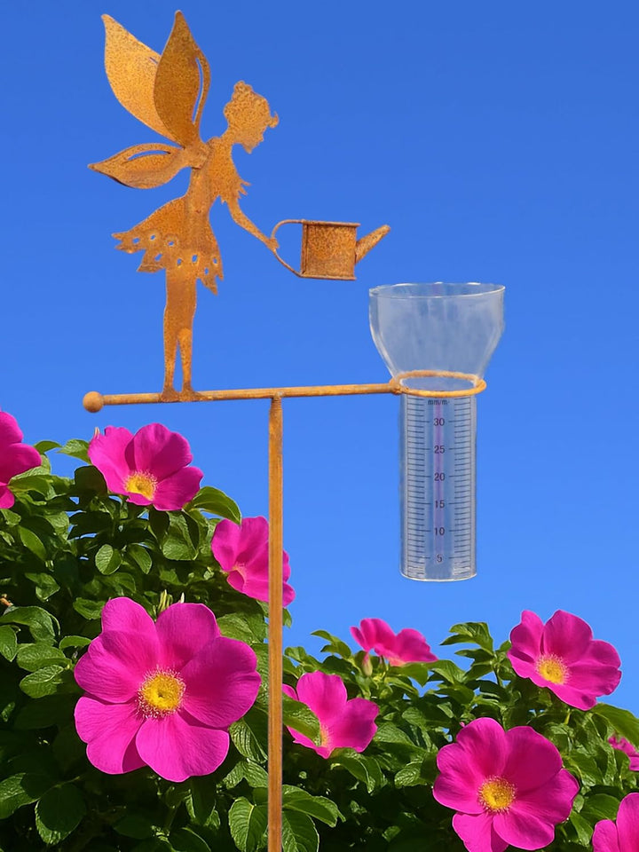 Pommerntraum ® | Regenmesser Niederschlagsmesser Pluviometer Edelrost Wetterstation Gartendeko Garte