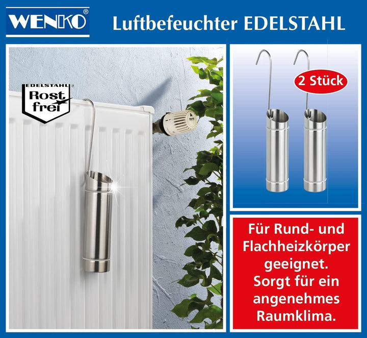 WENKO Luftbefeuchter für Heizkörper, aus Edelstahl, 2er Set