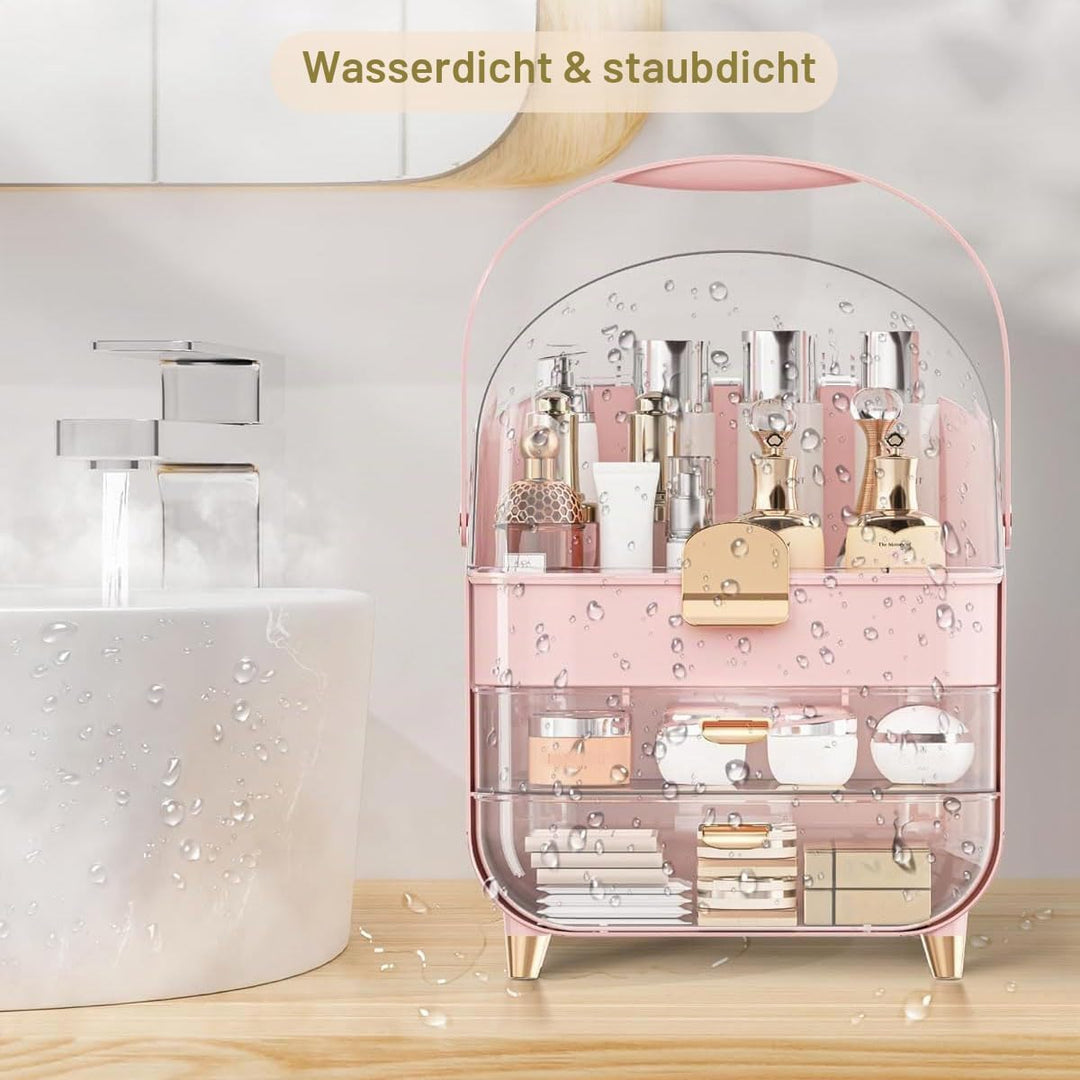 Make-up-Organizer, 2 Schubladen, Kosmetik-Organizer mit Deckel, Hautpflege-Organizer, Badezimmer-The