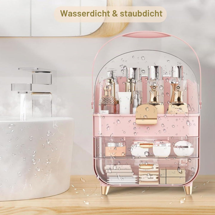Make-up-Organizer, 2 Schubladen, Kosmetik-Organizer mit Deckel, Hautpflege-Organizer, Badezimmer-The