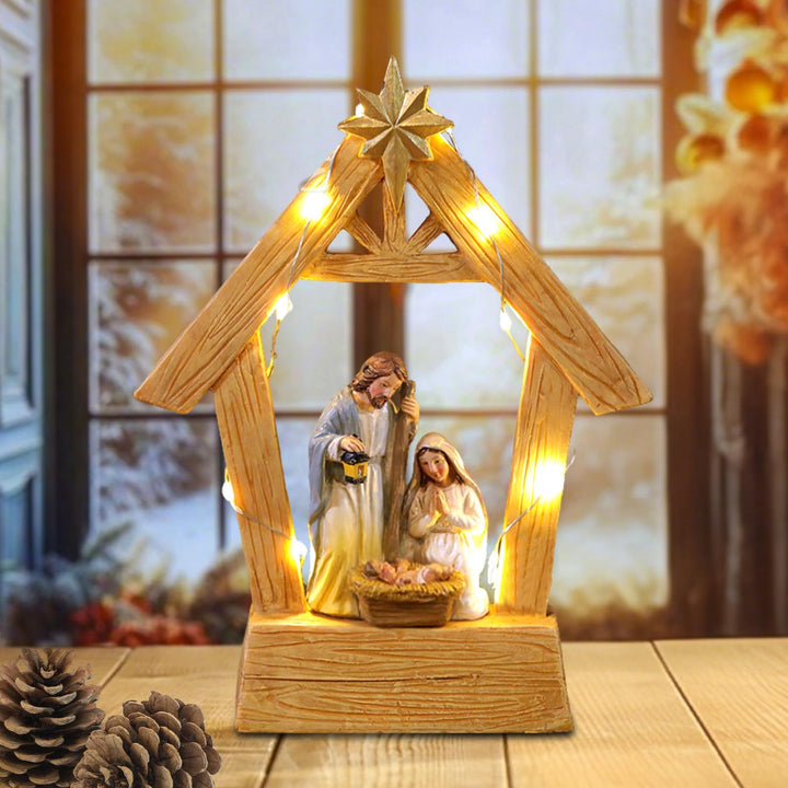 Krippenfiguren Set Weihnachtskrippe Mit Beleuchtung Weihnachtskrippen Indoor Tischkrippe mit Figuren