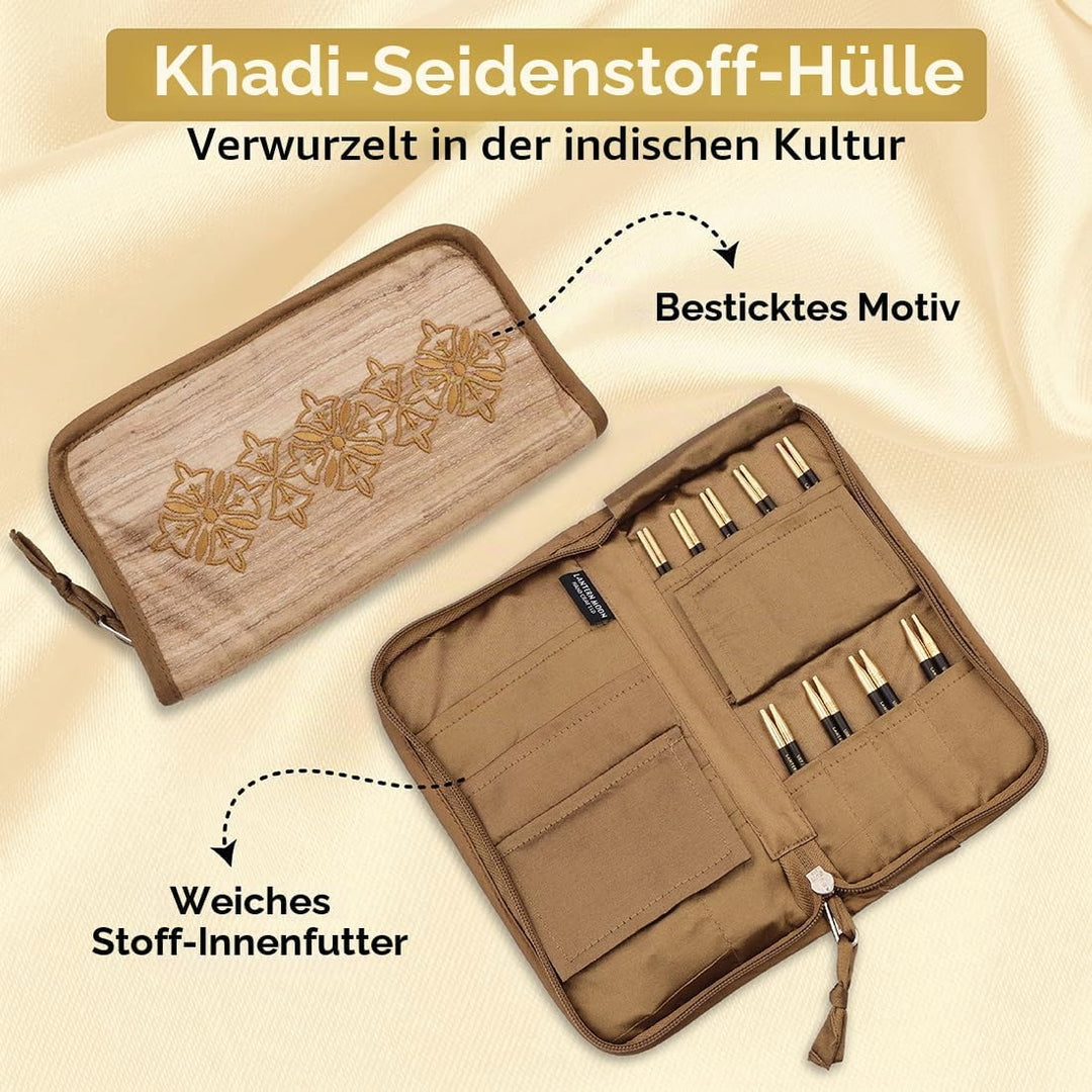 Lantern Moon Austauschbare Stricknadeln – 9 Paar 10 cm Spitzen – 2 Drehschnüre 40,50 cm – Endkappen,