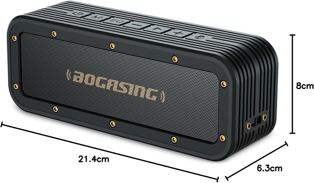 BOGASING Bluetooth Lautsprecher M4 Tragbarer Musikbox, IPX7 Wasserdicht, 40W Stereo Sound mit Dualen