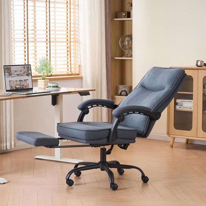 MZLEE Bürostuhl ergonomisch, Schreibtischstuhl mit Fussstütze, 90-135° neigbar Drehstuhl, Höhenverst