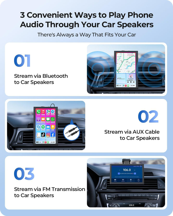 7” tragbarer CarPlay Display für Autos, 60FPS Car Play für Apple CarPlay &amp; Android Auto, Auto Displa