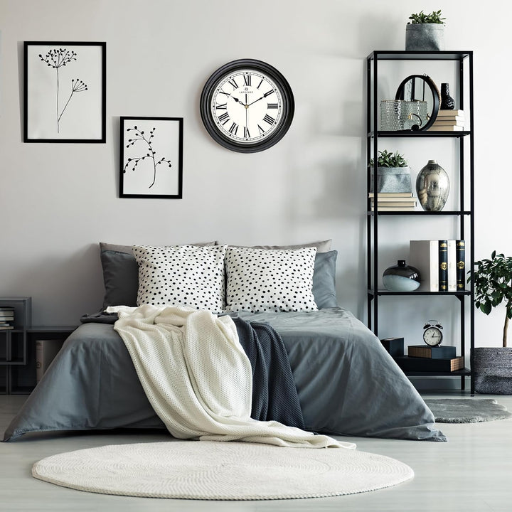 Lafocuse 30 cm Lautlos Wanduhr Römische Ziffern, Klassische Wanduhr Grau, Retro Wanduhr Ohne Tickger