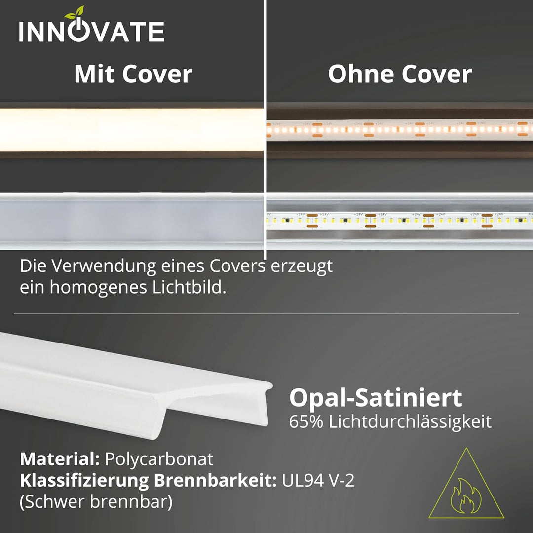 INNOVATE LED Profil silber 6 x 1m - Aluminium Profil - Aluprofil für LED-Strip - Profil für LED-Stre