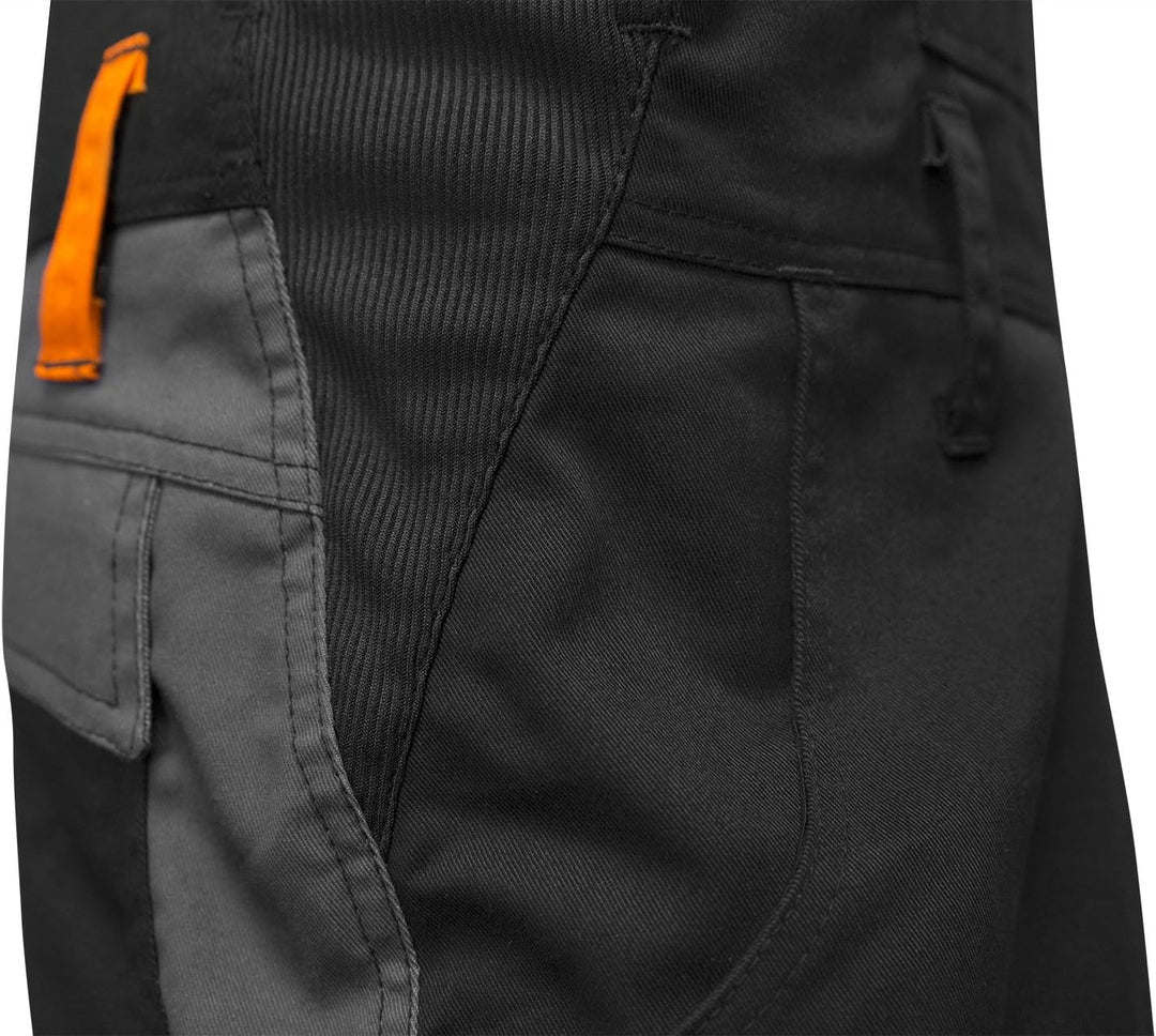 strongAnt Latzhose Herren Stretch Arbeitshose Arbeitslatzhose mit Kniepolstertaschen Schwarz Grau We