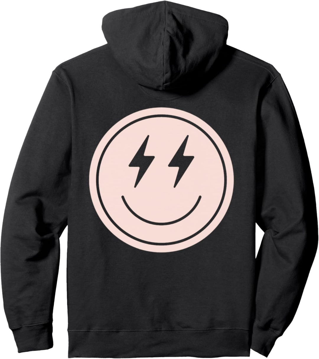 Glückliches Gesicht Lächeln Blitz Schrauben Augen Pullover Hoodie