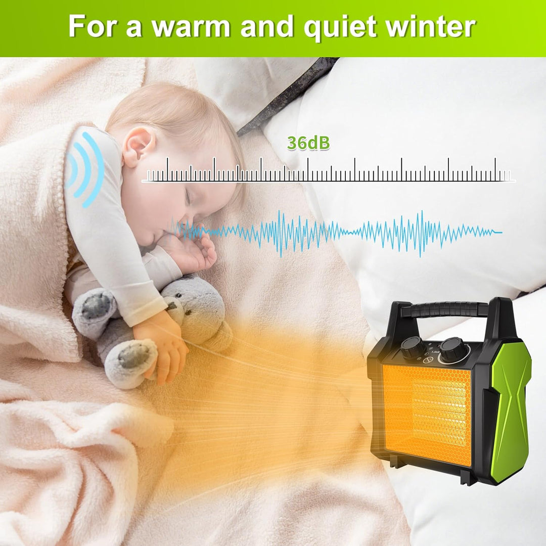 GARDTECH Heizgeräte,Quadratische Elektro Heizlüfter mit Kaltluftfunktion, verstellbarem Luftstrom, T