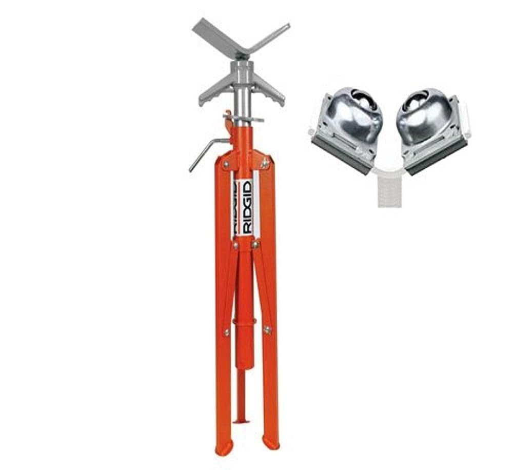 RIDGID 33531 Modell VJB-1 Set mit Rohrstütze mit V-Kopf und Rollenkopfaufsatz, hohe Rohrstütze VJ-99