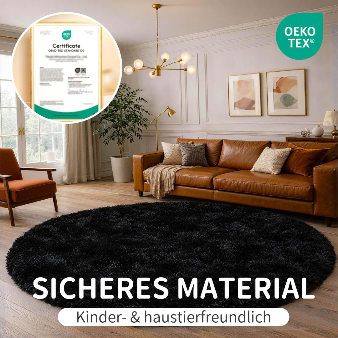 VOFUSHON Schlafzimmer Shaggy Plüsch runden Teppich Bunte Batik Faux Flauschiger Samt Moderne Innente