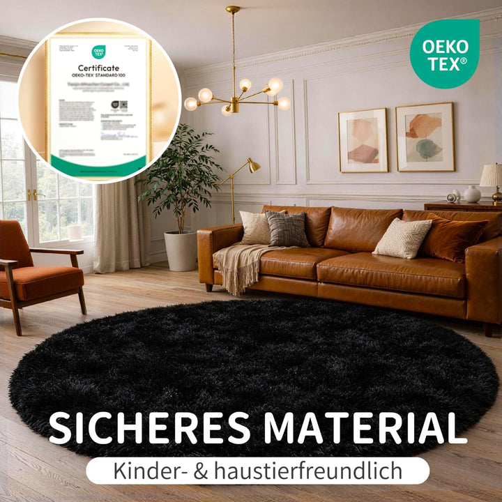 VOFUSHON Schlafzimmer Shaggy Plüsch runden Teppich Bunte Batik Faux Flauschiger Samt Moderne Innente