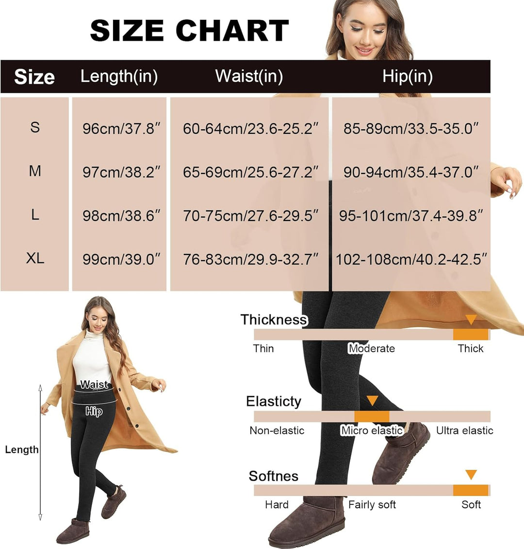 PASUDA Thermo Leggings Damen Winter Fleece Gefütterte Thermoleggins Lang High Waist Warme Winterlegg