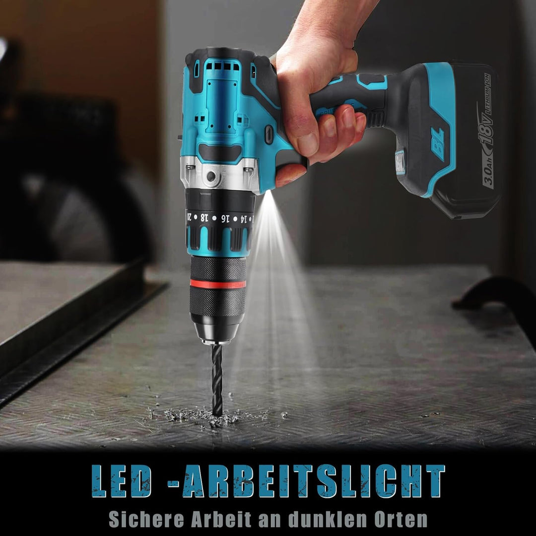 Akku Bohrschrauber Kompatibel mit Makita 18V Lithium-Akku, 120Nm Bürstenloser Schlagbohrschrauber mi