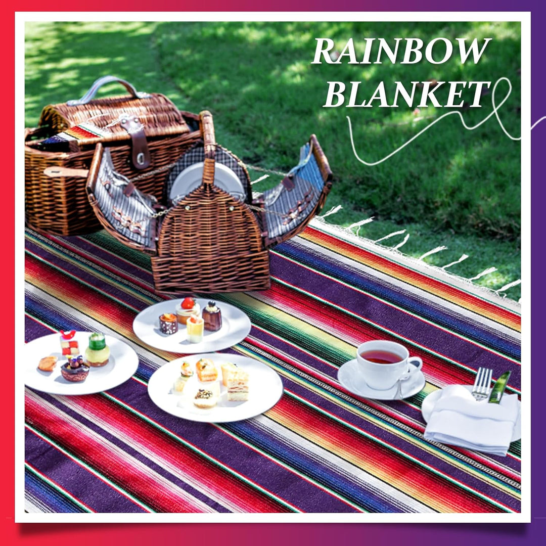 Liseng Mexikanische Decke Sarape Picknick Decke ÜBerwurf Tisch Decke Heiss Stange für Yoga, 150X215C