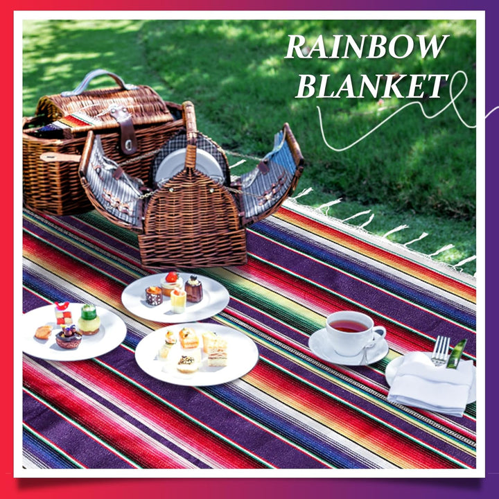 Liseng Mexikanische Decke Sarape Picknick Decke ÜBerwurf Tisch Decke Heiss Stange für Yoga, 150X215C