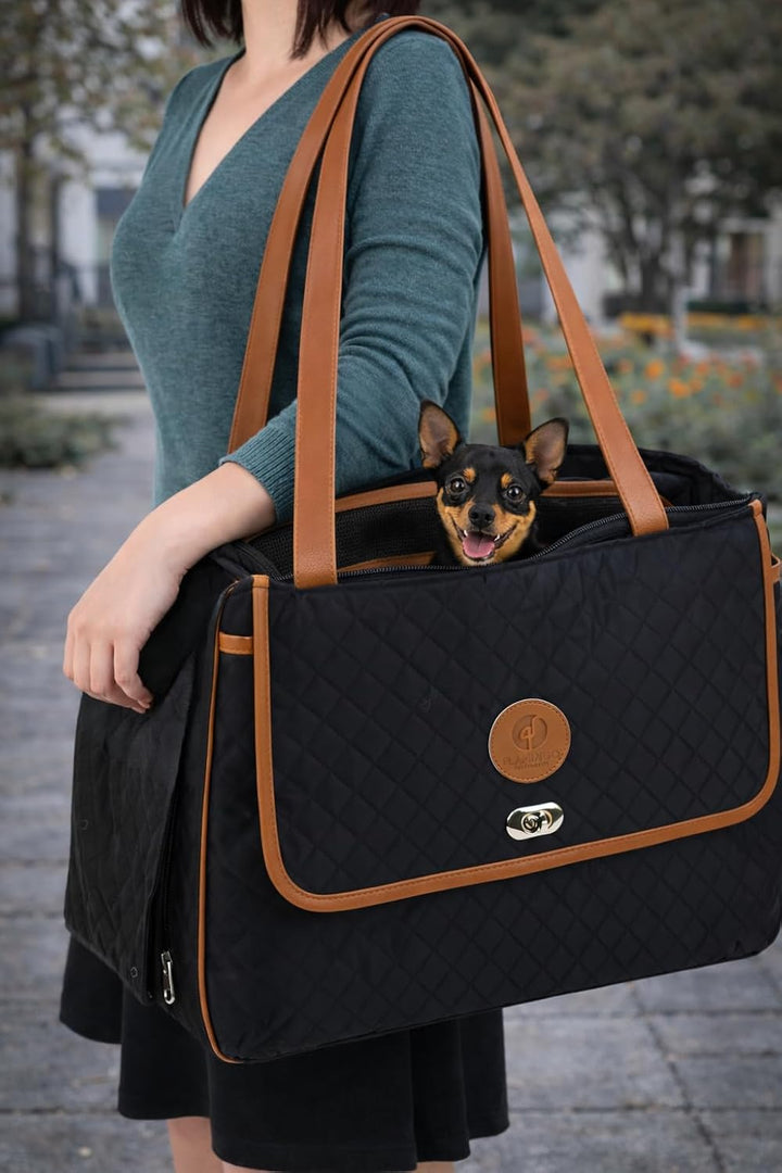 Hundetasche - Tragetasche Noenie Schwarz – 41x20x28cm – Polyester – Öffnungen Oben/seitlich – Belüft