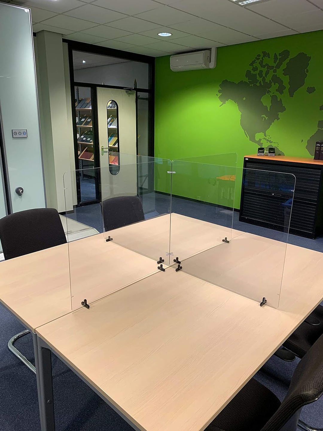 Jalema 7999842 – Set mit 4 Trennwänden für den Schreibtisch, transparent und modular, mit Schraubstä
