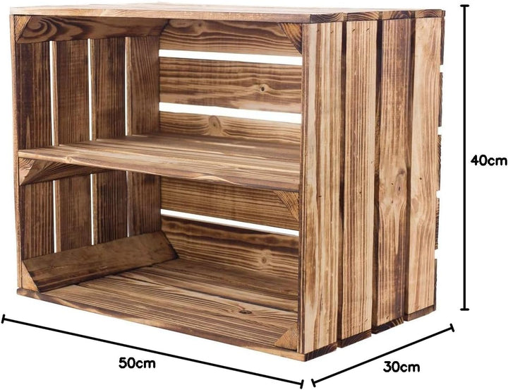 7er Set - Holzkisten geflammt Schuhregal Bücherregal