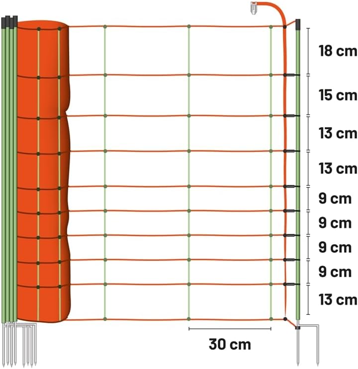 VOSS.farming 50m Eurozaun-Kombinetz, 106cm, 2 Spitzen Schafzaun Schafnetz Weidezaun Weidenetz