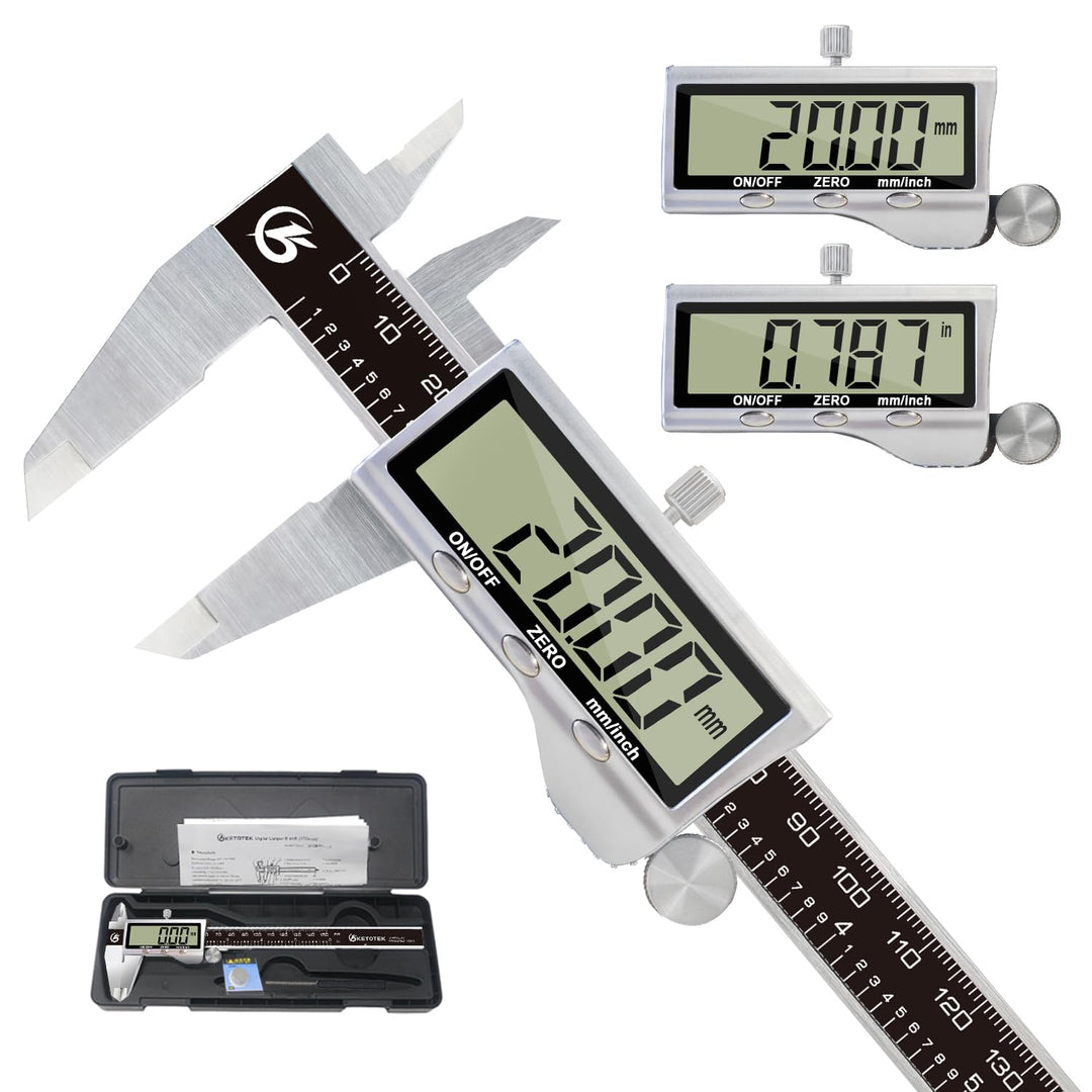KETOTEK Messschieber Digitale, 150mm Schieblehre Digital Edelstahl mit Grossem LCD Display, Messlehr