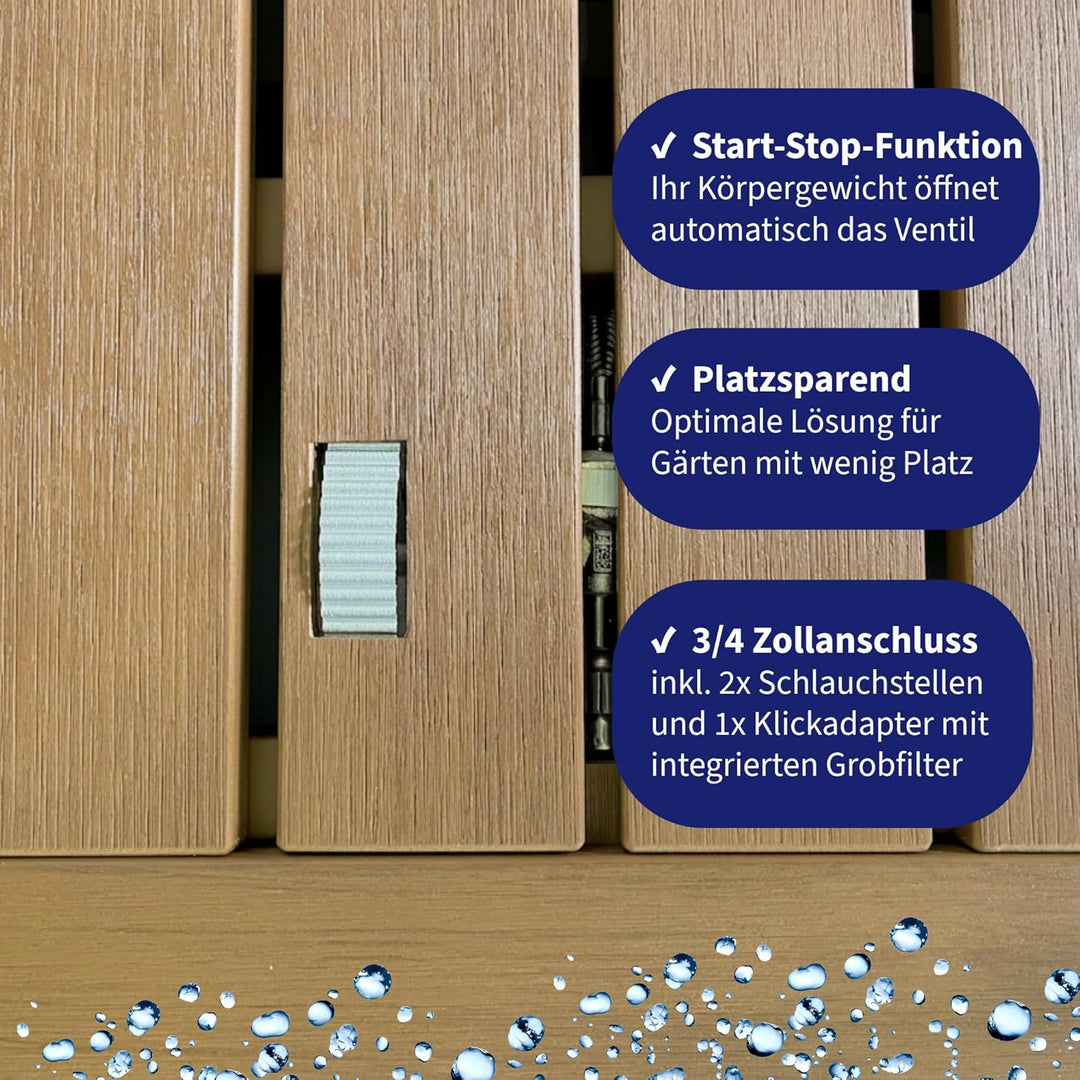 @tec Outdoor Gartendusche mobil wetterfest Start-Stop-Funktion Pooldusche Campingdusche WPC 22 Düsen