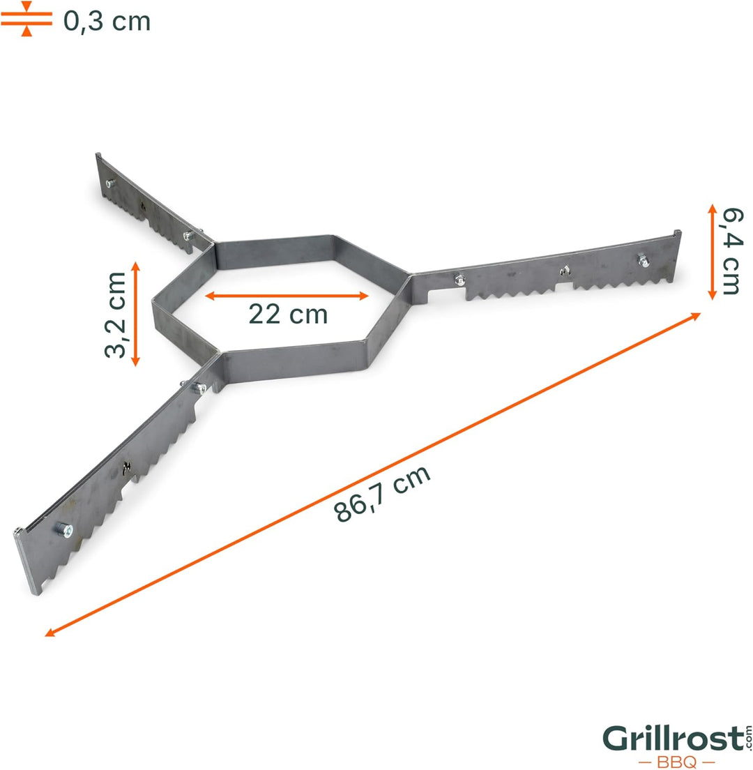 Grillrost.com Das Original Auflageleisten für alle 100cm Feuerplatten - sorgt für ausreichend Luft u