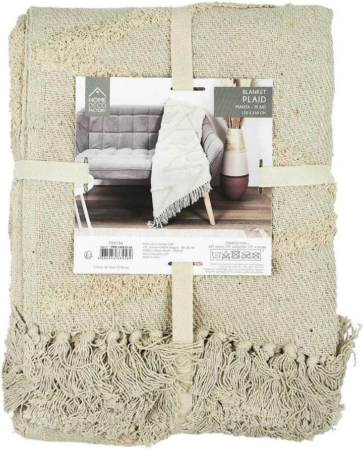 HOME DECO FACTORY - TX9134 – Decke Ethno-Relief Raute Ecru 120 x 150 cm