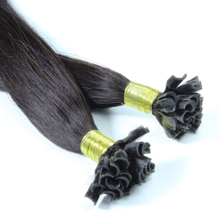 hair2heart Extensions Echthaar Bondings Glatt - 150 Strähnen 0.5g 50cm Naturschwarz 