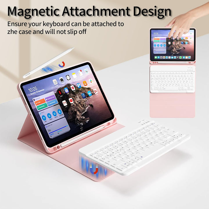 Hülle mit Tastatur für iPad Pro 11 4. / 3. / 2. Generation 2022/2021/2020 mit stifthalter, Magnetisc