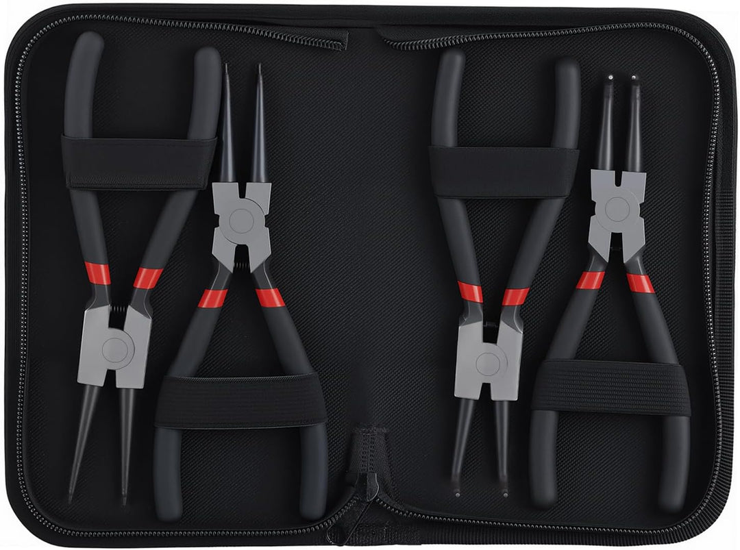 SINJEUN 8 Stück Sprengringzangen Set, Sprengringzange Gerade und Gebogen, Sicherungsringzange Set mi