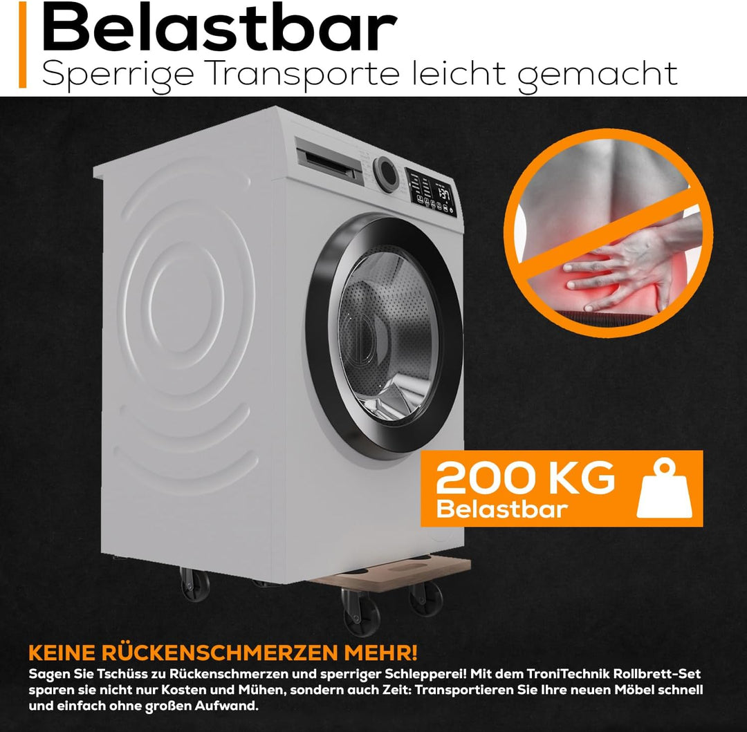 Tronitechnik® Rollbrett TT-RB 02 Set (2 Stück) Transportroller rutschfest je 200 kg Tragfähigkeit,Mö