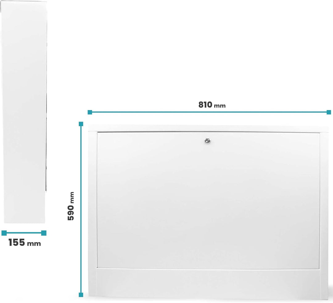 Verteilerschrank Zentrale Fussbodenheizung 10-12 Anschlüsse Aufputzgehäuse aus Weiss Pulverbeschicht