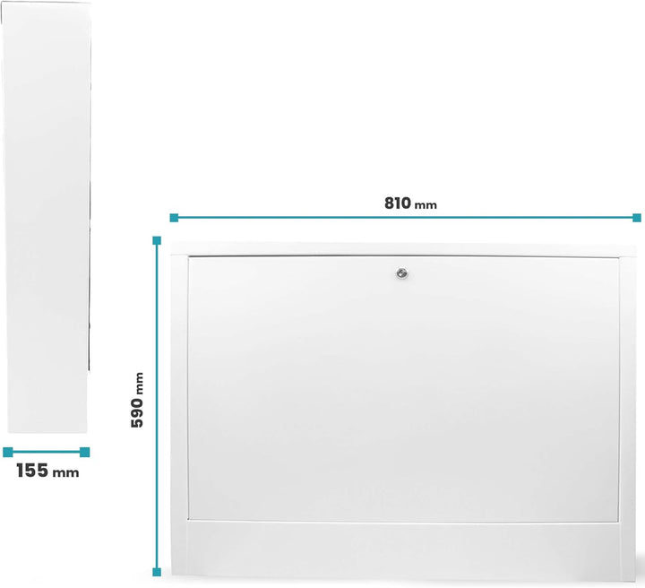 Verteilerschrank Zentrale Fussbodenheizung 10-12 Anschlüsse Aufputzgehäuse aus Weiss Pulverbeschicht