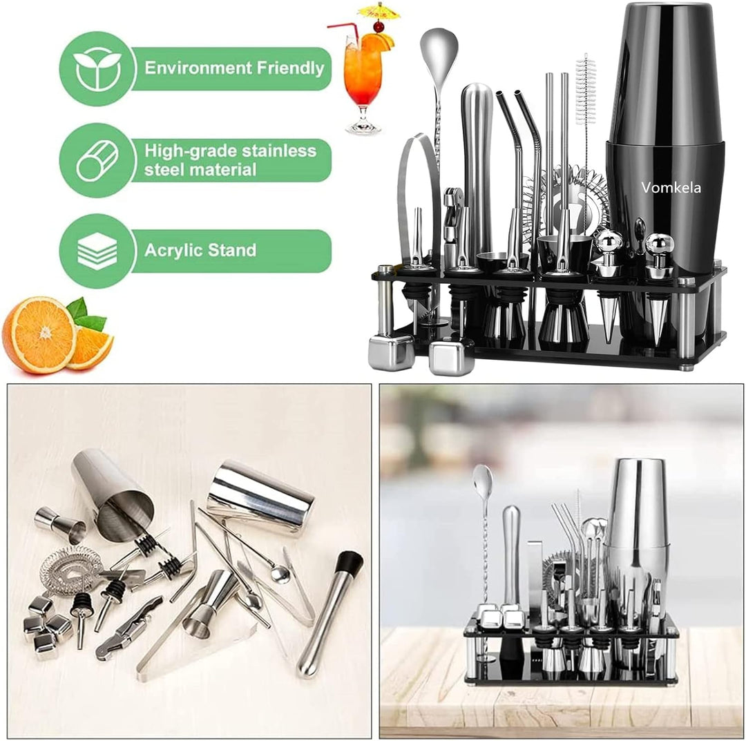 Cocktail Shaker Set,Boston Cocktail Shaker mit Ständer,25pcs Bar Zubehör Barkeeper Cocktail Mixer Zu