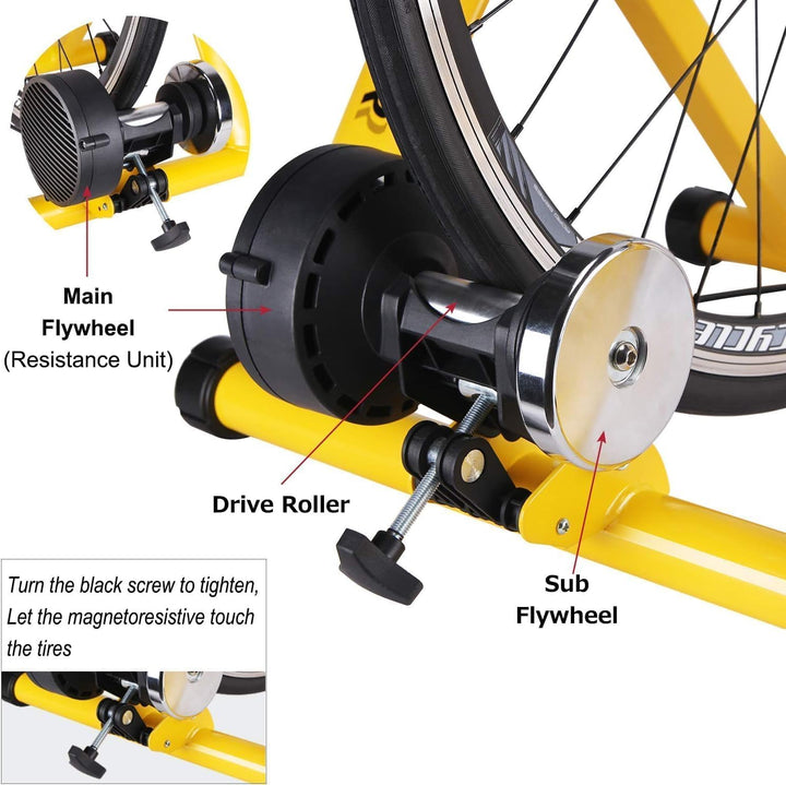 CXWXC Fahrrad Rollentrainer, Klappbar Stahl Bike Trainer mit Schnellspanner Vorderradunterlage Radtr