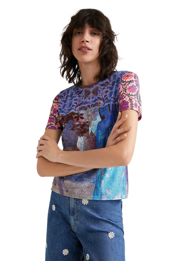 Desigual Damen Ts_orana T-Shirt XL Blau, XL Blau