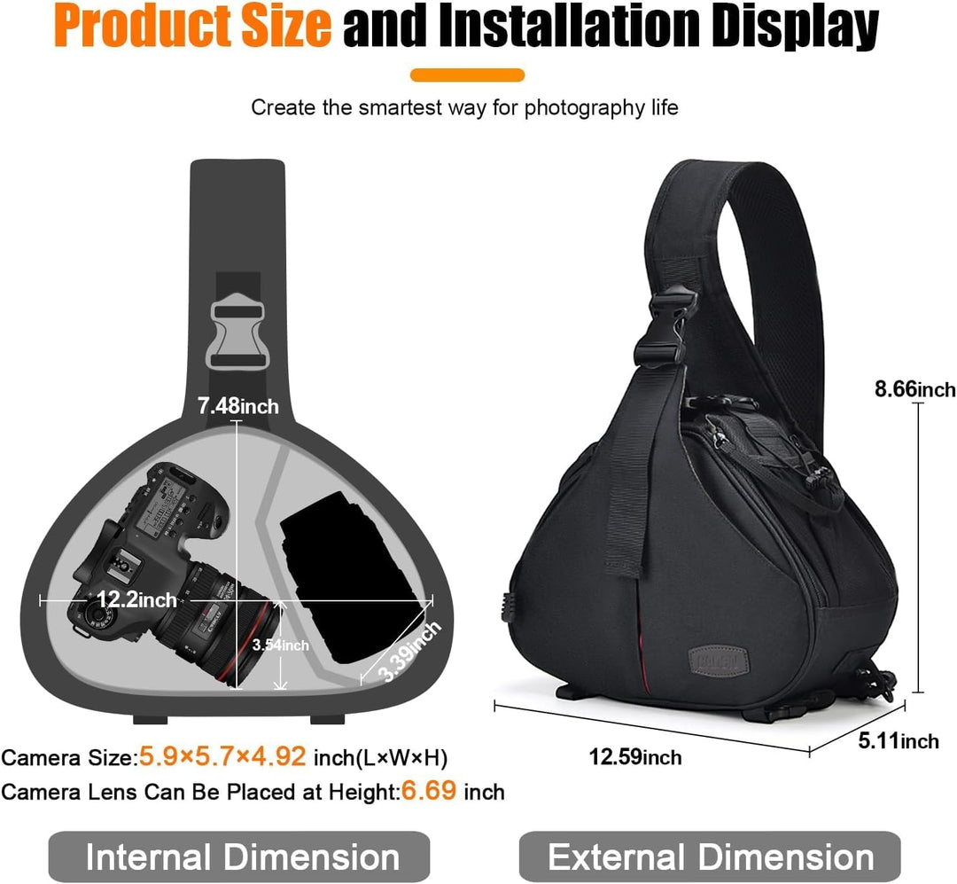 CADeN Kameratasche,Camera Sling Crossbag Fototasche Kamera Umhängetasche Kompatibel mit Canon Nikon
