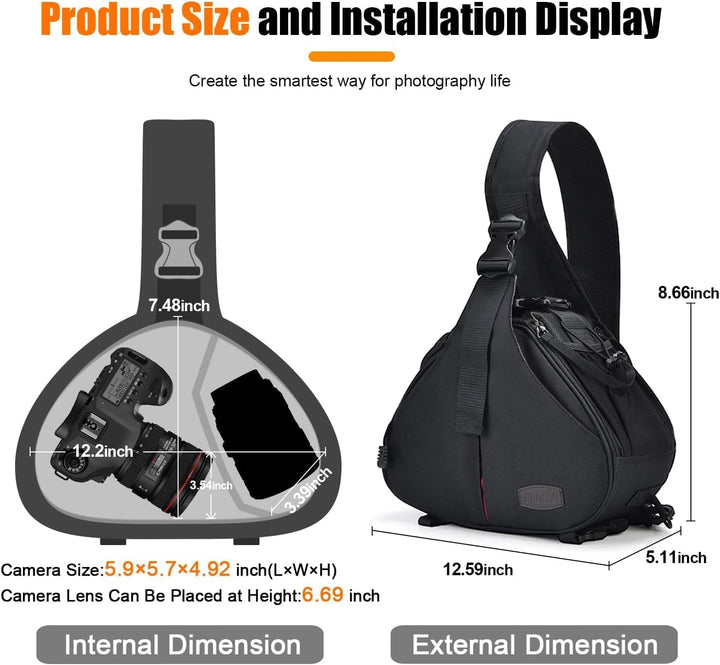 CADeN Kameratasche,Camera Sling Crossbag Fototasche Kamera Umhängetasche Kompatibel mit Canon Nikon