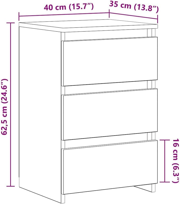 vidaXL 2X Nachttisch mit 3 Schubladen Nachtschrank Nachtkonsole Nachtkommode Schlafzimmer Schrank Ko