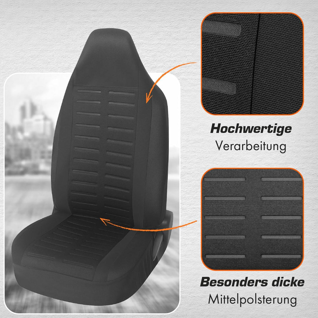 Upgrade4cars Autositzbezüge Set für Pilotensitze | Autositzbezug Komplettset in Schwarz | Autoschonb