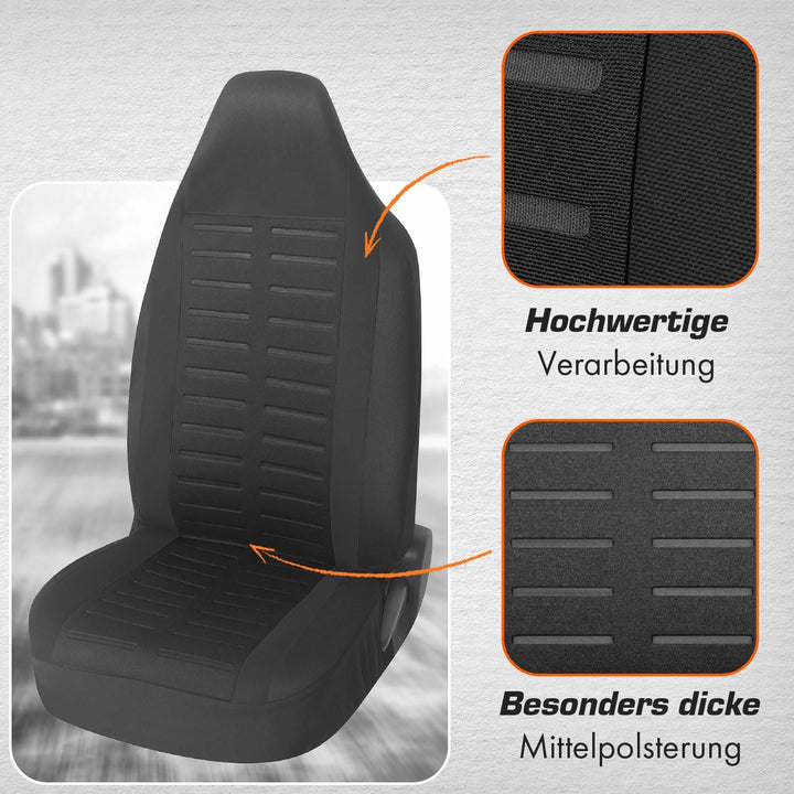 Upgrade4cars Autositzbezüge Set für Pilotensitze | Autositzbezug Komplettset in Schwarz | Autoschonb