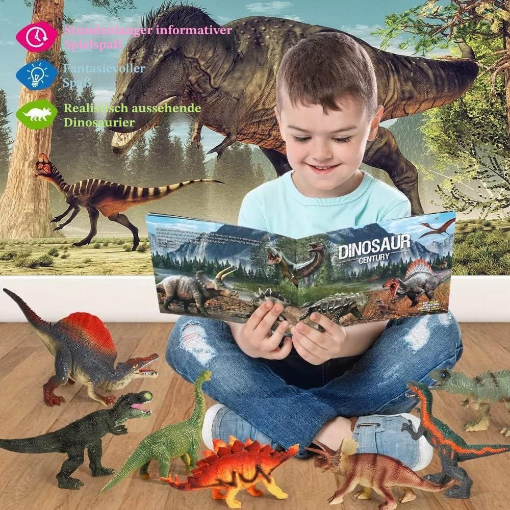 FRUSE Dinosaurier Spielzeug Set, 12 Stück Realistisches Figuren Spielset einschliesslich T-Rex, Carn