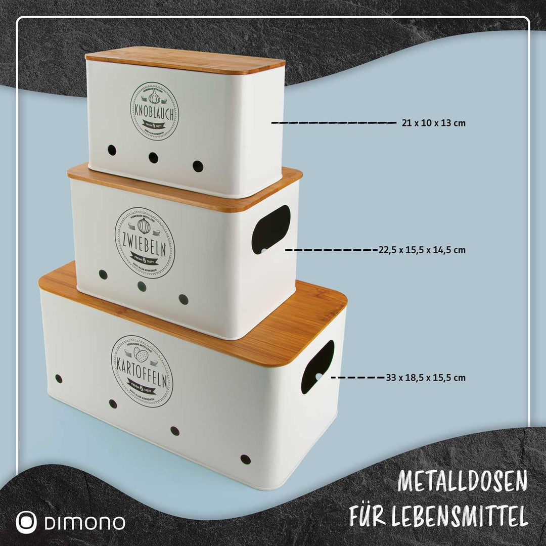 Dimono® Gemüse Aufbewahrungsboxen 3er Set; Vorratsdose Frischhaltedose Lebensmittel-Box; hält Gemüse