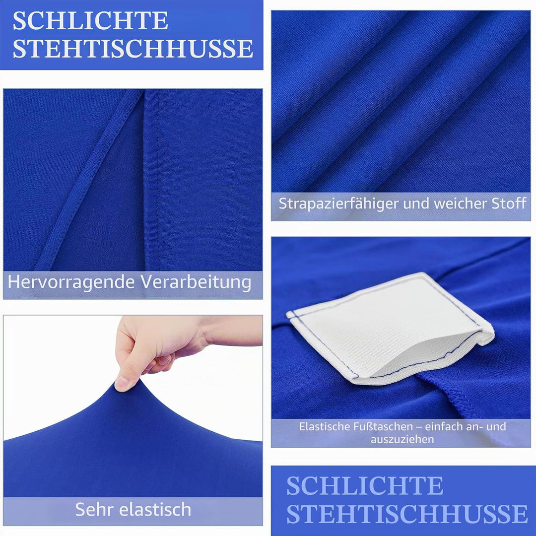 3 Packungen Blaue Cocktail-Tischabdeckung, rund, Spandex, 32 x 43 Zoll, rechteckige Cocktail-Ecken,